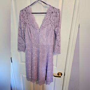 Lace purple wedding guest dress